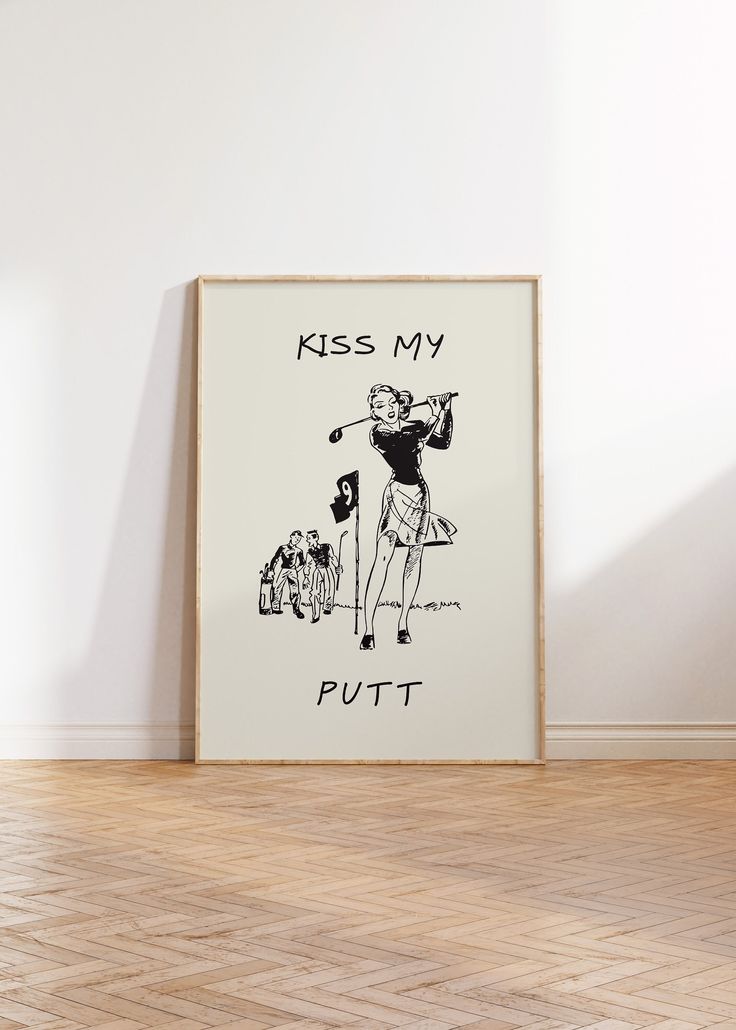 Vintage Golf Print Female Golfer Poster Funny Feminine Wall Art Vintage Golf Art Golfing Home Decor