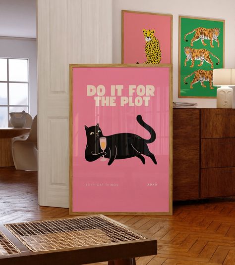 Trendy Do It For The Plot Print-Black Cat Wall Art Decor