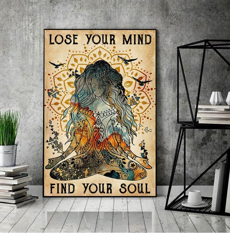 Yoga Poster, Hippie Girl Yoga Poster, Vintage Lose Your Mind Find Your Soul Poster, Vintage Meditation Poster, Namaste Poster Wall Art Tg70, Poster Art Idea, Wall Art Idea