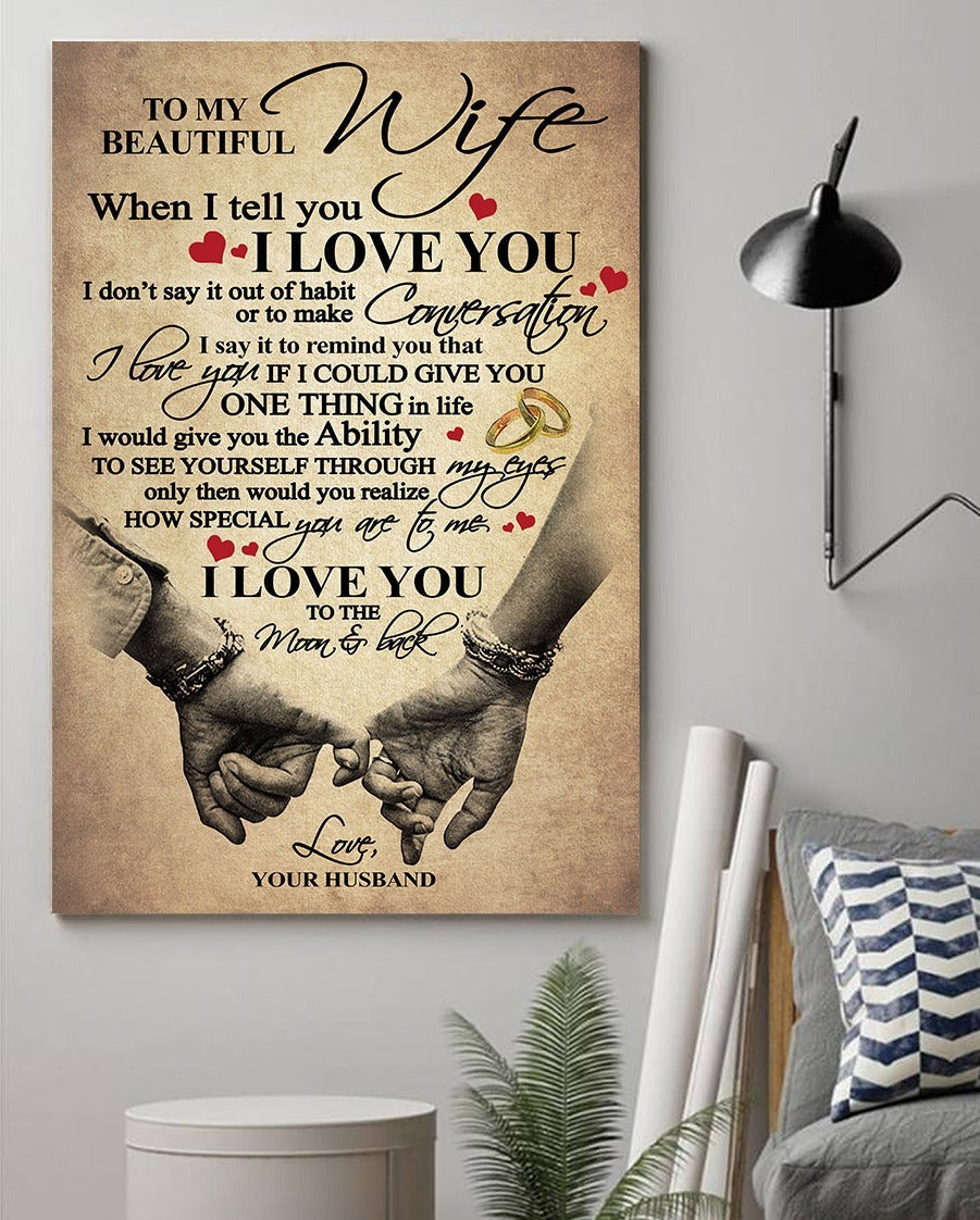 To My Beautiful Wife  Husband And Wife Poster Canvas, Poster print, Wall Art