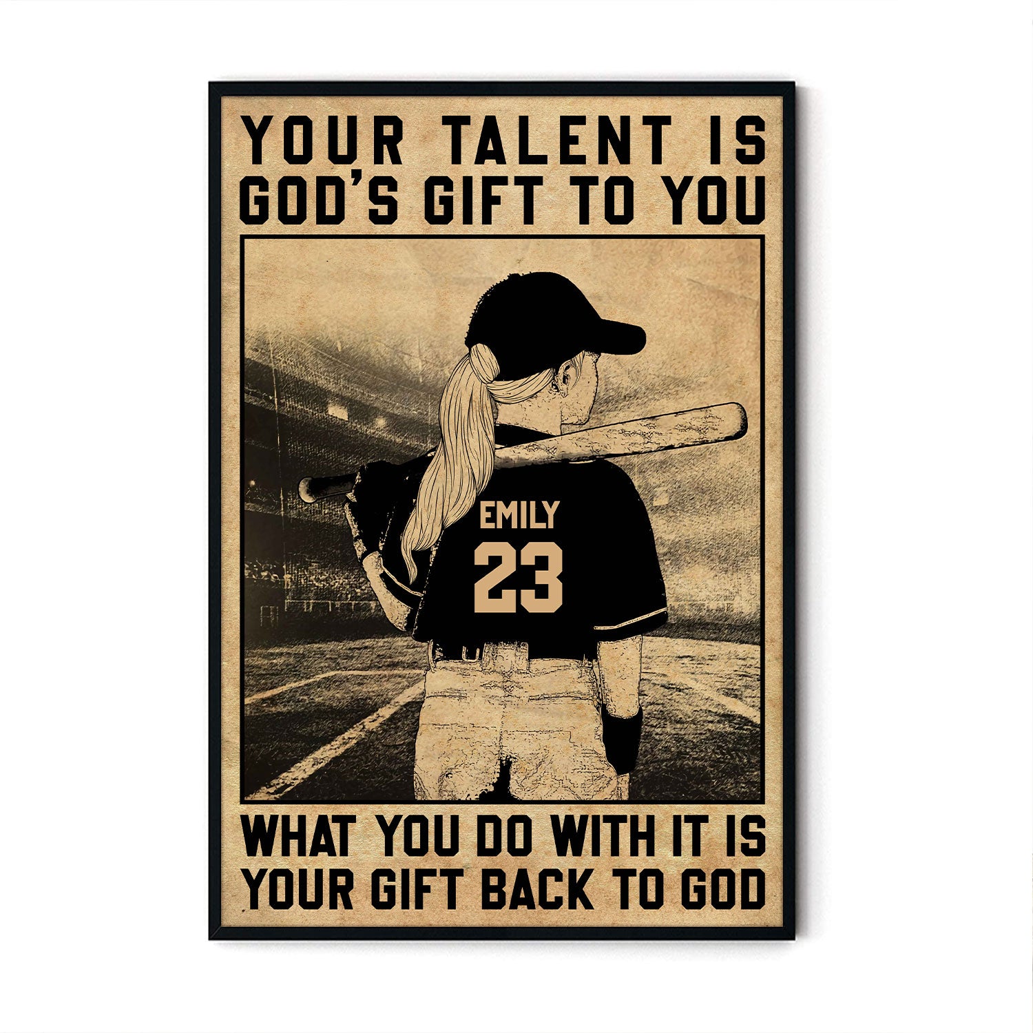 Your Talent Is GodS Gift To You Softball Personalized Poster, Poster Art Idea, Wall Art Idea