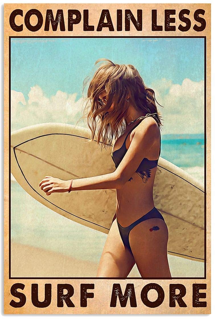 Surfing Complain Less Surf More Vertical Poster Canvas Wall Art Print, Poster print, Wall Art