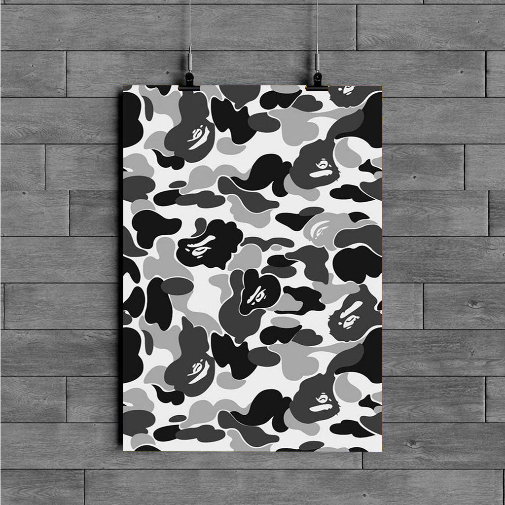 White Bape Camo Background Poster, Poster Art Idea, Wall Art Idea