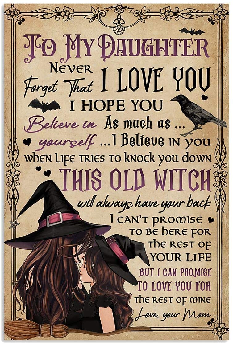 Vintage To Daughter Never Forget That I Love You Witch Poster Art Gifts For Men Women On Halloween Birthday Christmas Art Print, Poster Art Idea, Wall Art Idea