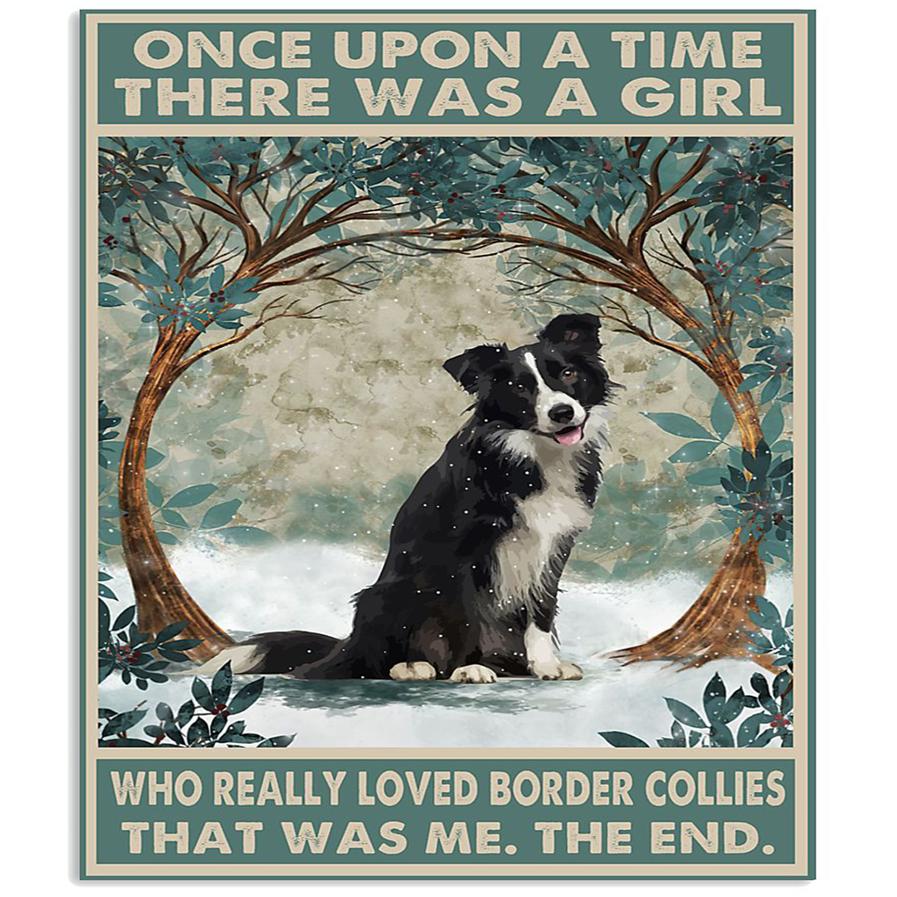 Border Collie Poster Canvas Once Upon A Time There Was A Girl Who Really Loves Border Collies, Poster Art Idea, Wall Art Idea