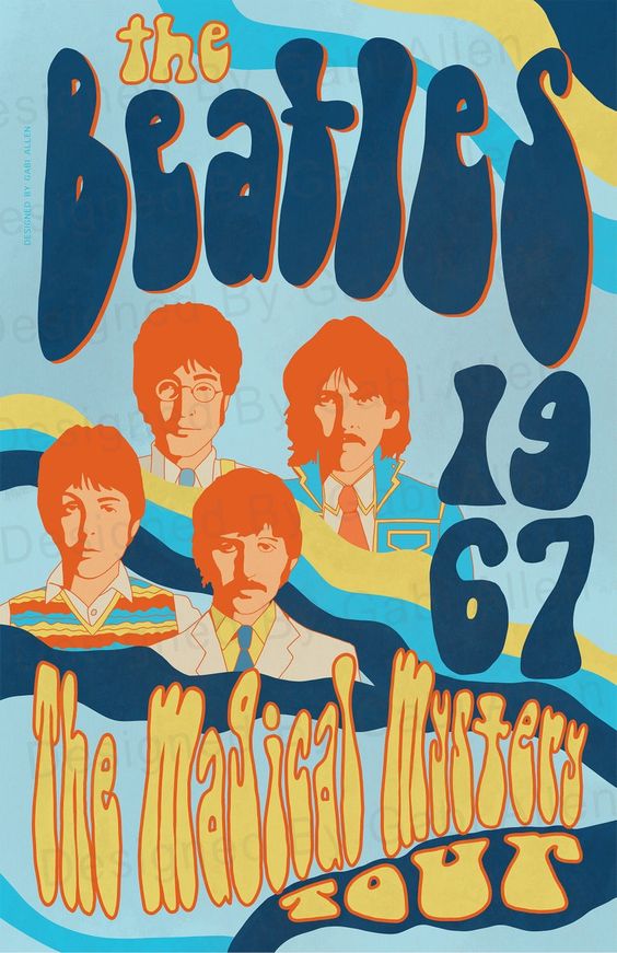 The Beatles Groovy Retro 70s Vintage-Inspired Print Poster, Retro Poster, Vintage Poster