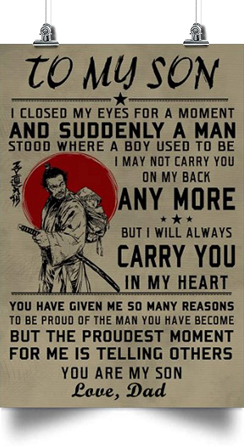 Samurai Poster  To My Son  and Suddenly A Man, Any More, Carry You  Gifts for Son on Holidays, Posters for My Son, Gifts from mom or dad, Souvenirs for Son, Poster print, Wall Art