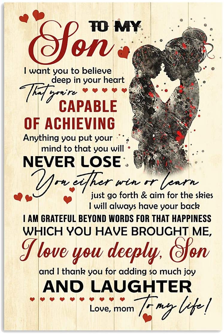 To My Son I Love You Deeply Son Poster Wall Art Canvas Decor Bedroom Living Room Office Gift From Mom, Poster Art Idea, Wall Art Idea