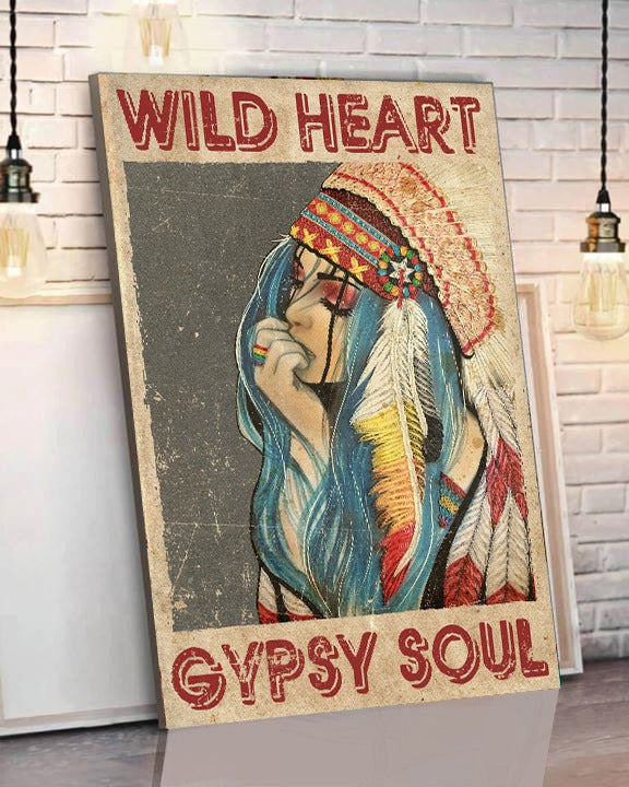 Wild Heart Gypsy Soul  Hippie Poster Canvas, Poster print, Wall Art