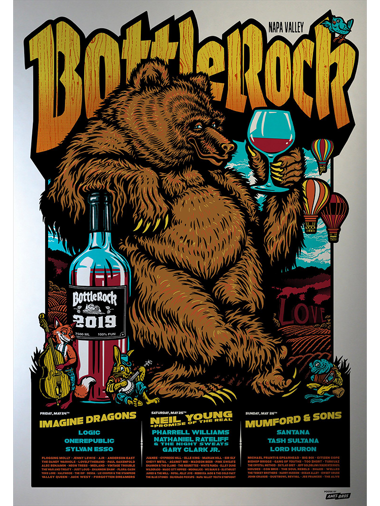 Bottlerock 2019 Napa Valley, Ca Festival Poster  Silver Edition, Poster print, Wall Art