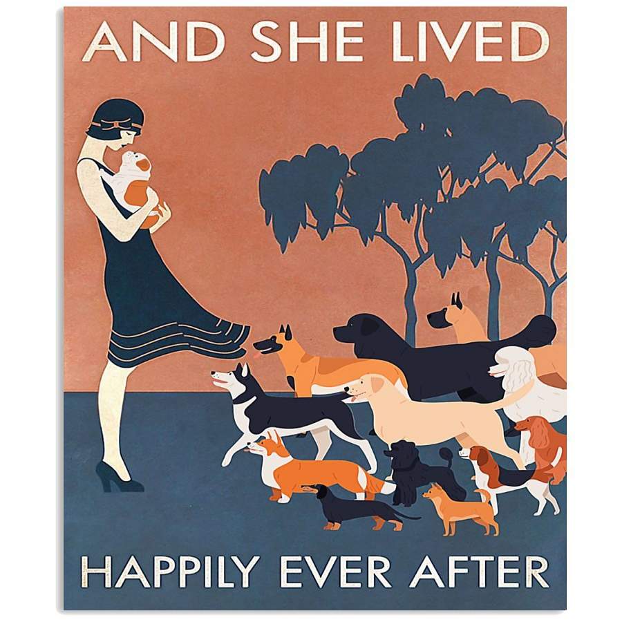 And She Lived Happily Ever After Gift For Dog Lovers Vertical Poster, Poster Art Idea, Wall Art Idea