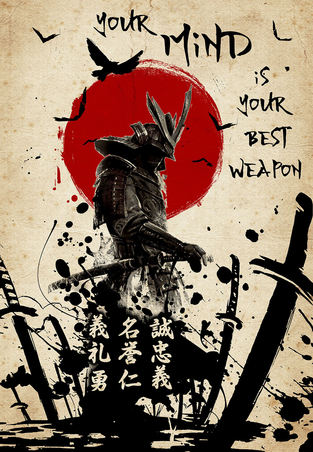 Bushido Samurai Sword Poster Canvas Wall Art Home Decor, Poster print, Wall Art