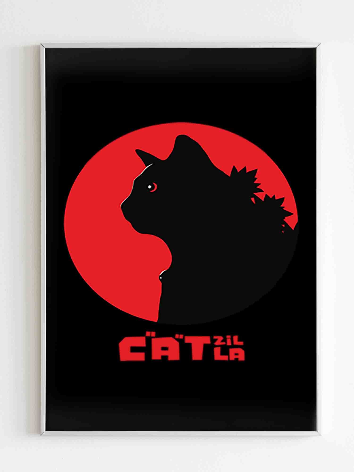 Vintage Catzilla Sunset Kong Team Vs Godzilla Poster, Poster Art Idea, Wall Art Idea