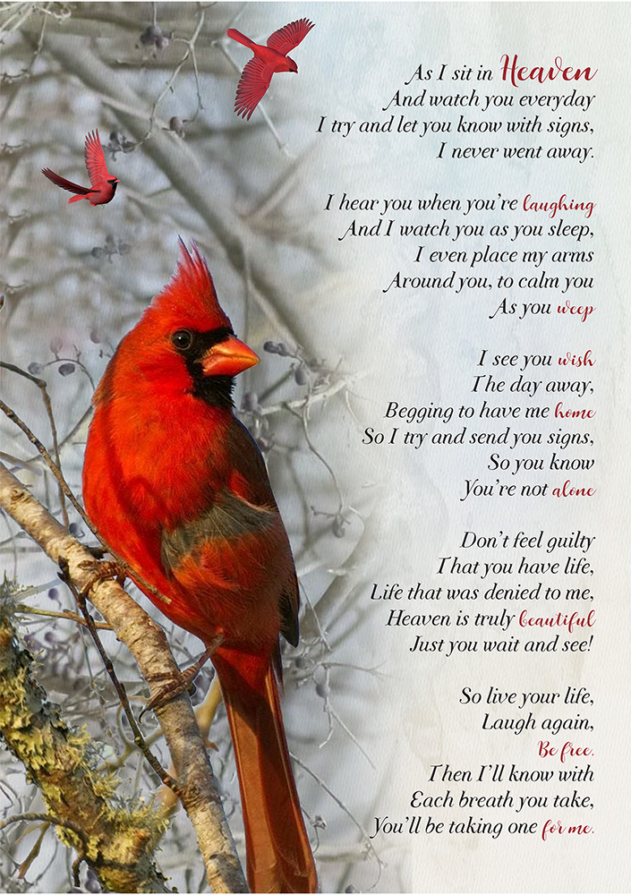 As I Sit In Heaven Poem Cardinal Poster Canvas Wall Art Home Decor, Poster Art Idea, Wall Art Idea