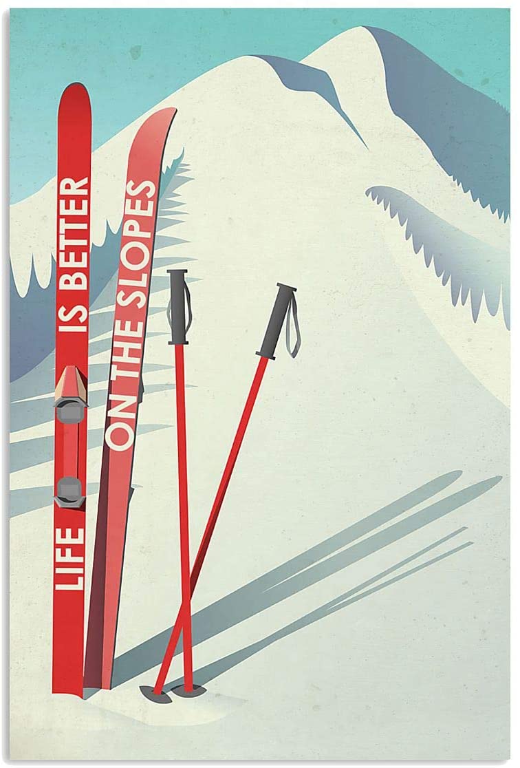 Vintage Skiing  Life Is Better On The Slopes Poster Canvas Wall Art Print Home Decor Gift For Men Women Family Friend On Birthday Xmas, Poster Art Idea, Wall Art Idea