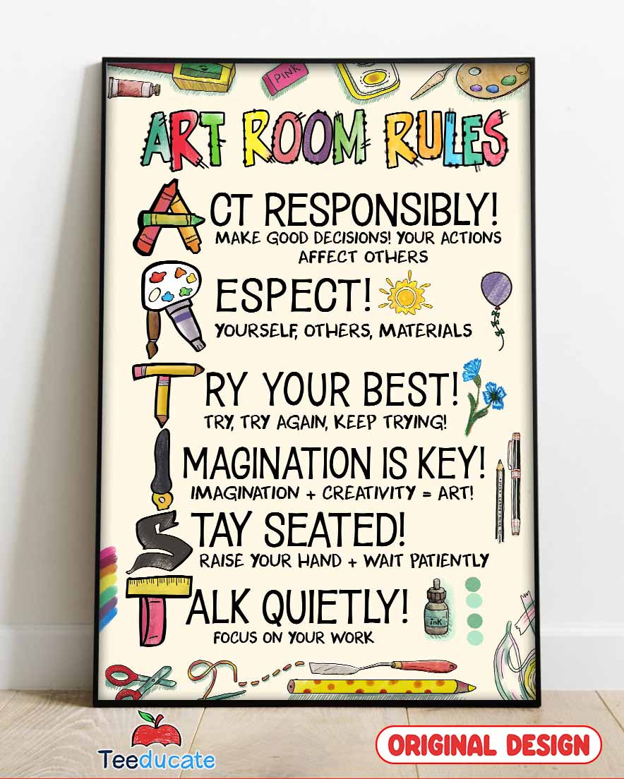 Art Room Rules Poster Canvas Wall Art, Poster Art Idea, Wall Art Idea