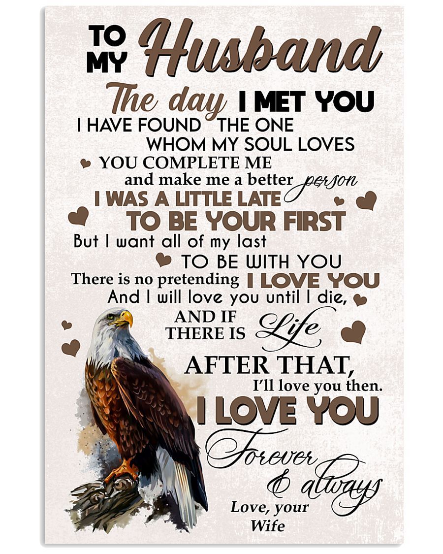 To My Husband Vertical Edge-To-Edge Printed Poster Canvas Wall Art, Poster print, Wall Art