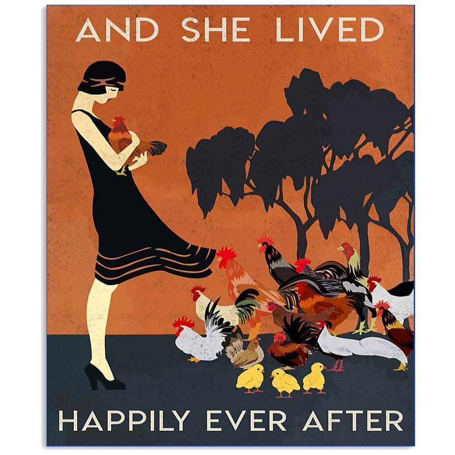 And She Lived Happily Ever After Gift For Chicken Lovers Vertical Poster, Poster Art Idea, Wall Art Idea