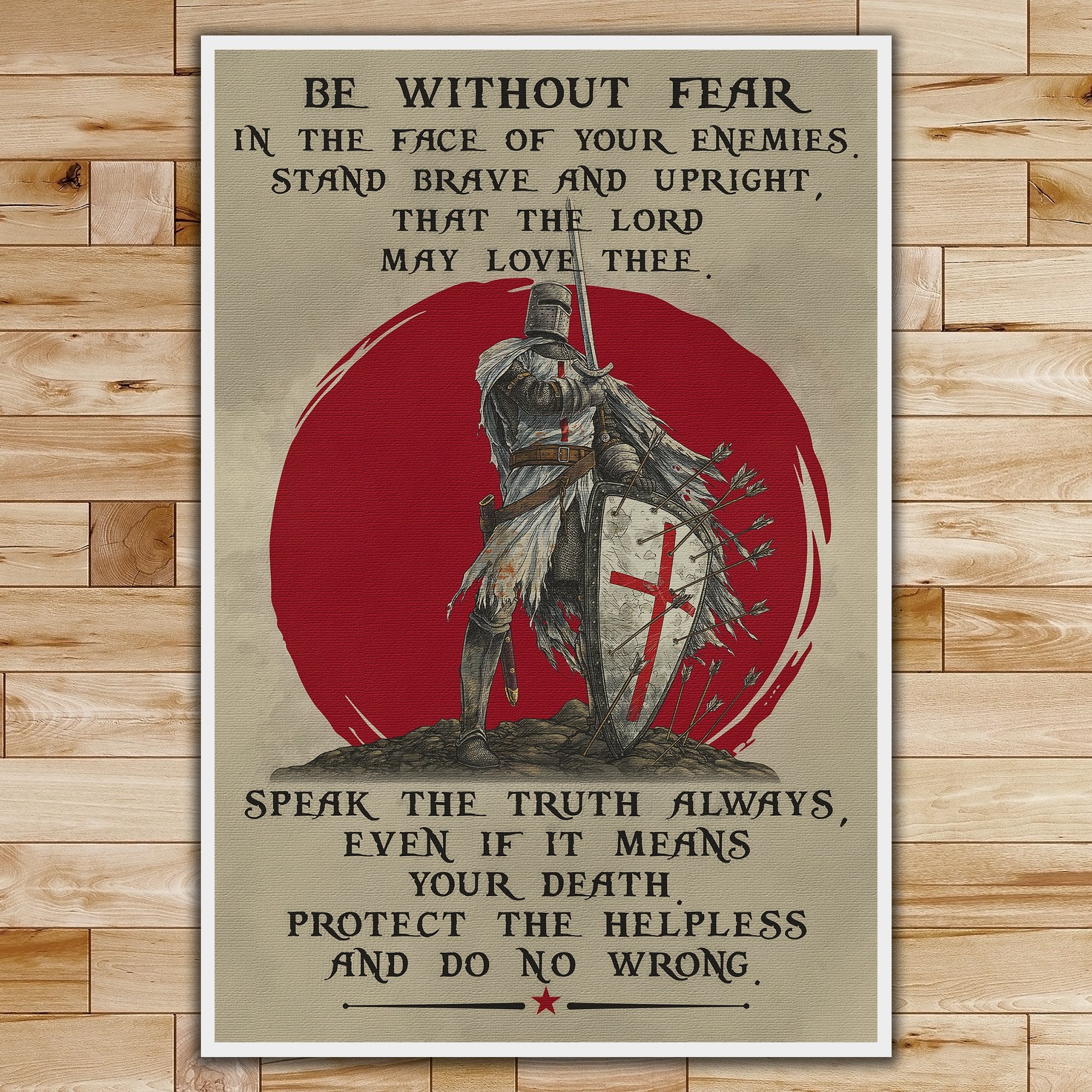 Be Without Fear  Knight Templar Poster Canvas Wall Art, Poster print, Wall Art