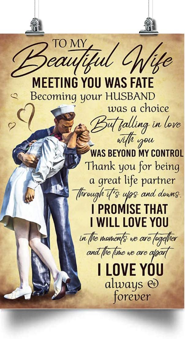 to My Beautiful Wife Vertical Poster-Meeting You was Fate-Home Decoration Poster, Wall Poster, Home and Room Decoration, Gifts for Wife, Souvenirs, Poster print, Wall Art