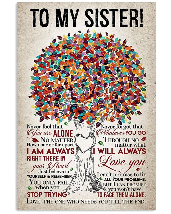 To My Sister  Love You Vertical Poster Canvas Art, Poster Art Idea, Wall Art Idea