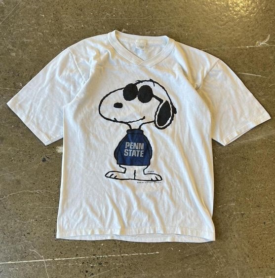 Vintage 80s Peanuts Snoopy Cartoon Penn State Shirt Outfit, Poster print, Wall Art