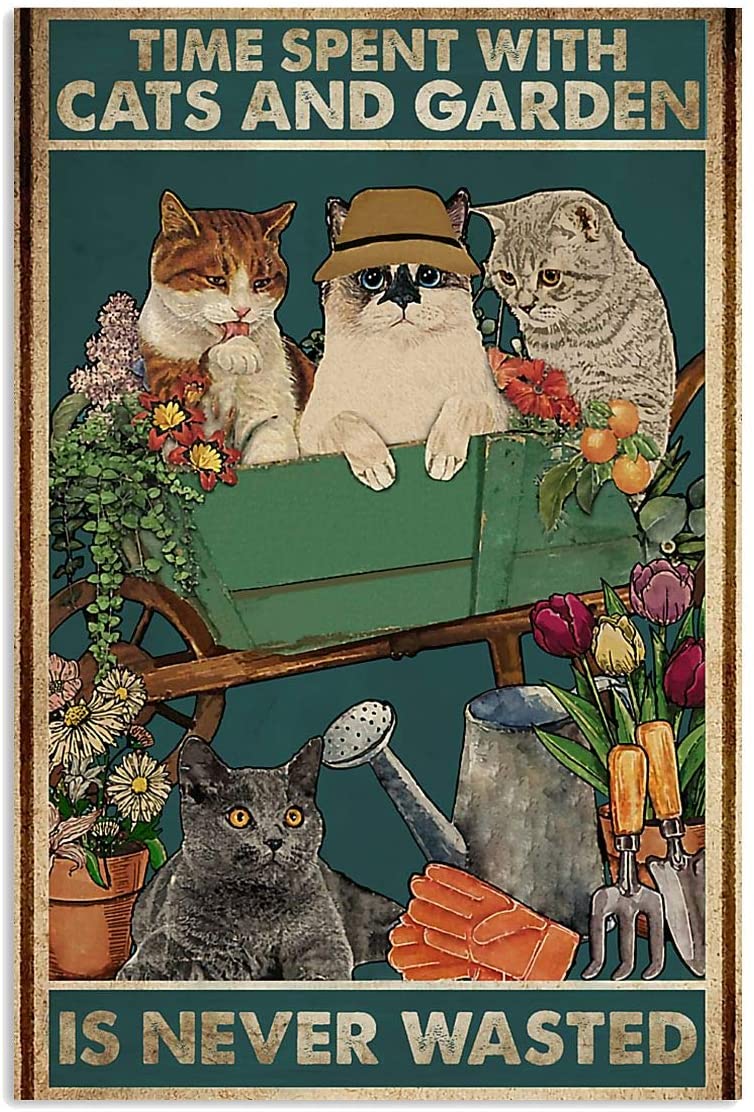 Cara Poster  Time Spent With Cats And Garden Poster Canvas Wall Decor, Wall Art, Command Strips, Room Decor  Wall Decor, Wall Art, Command Strips, Room Decor, Poster print, Wall Art