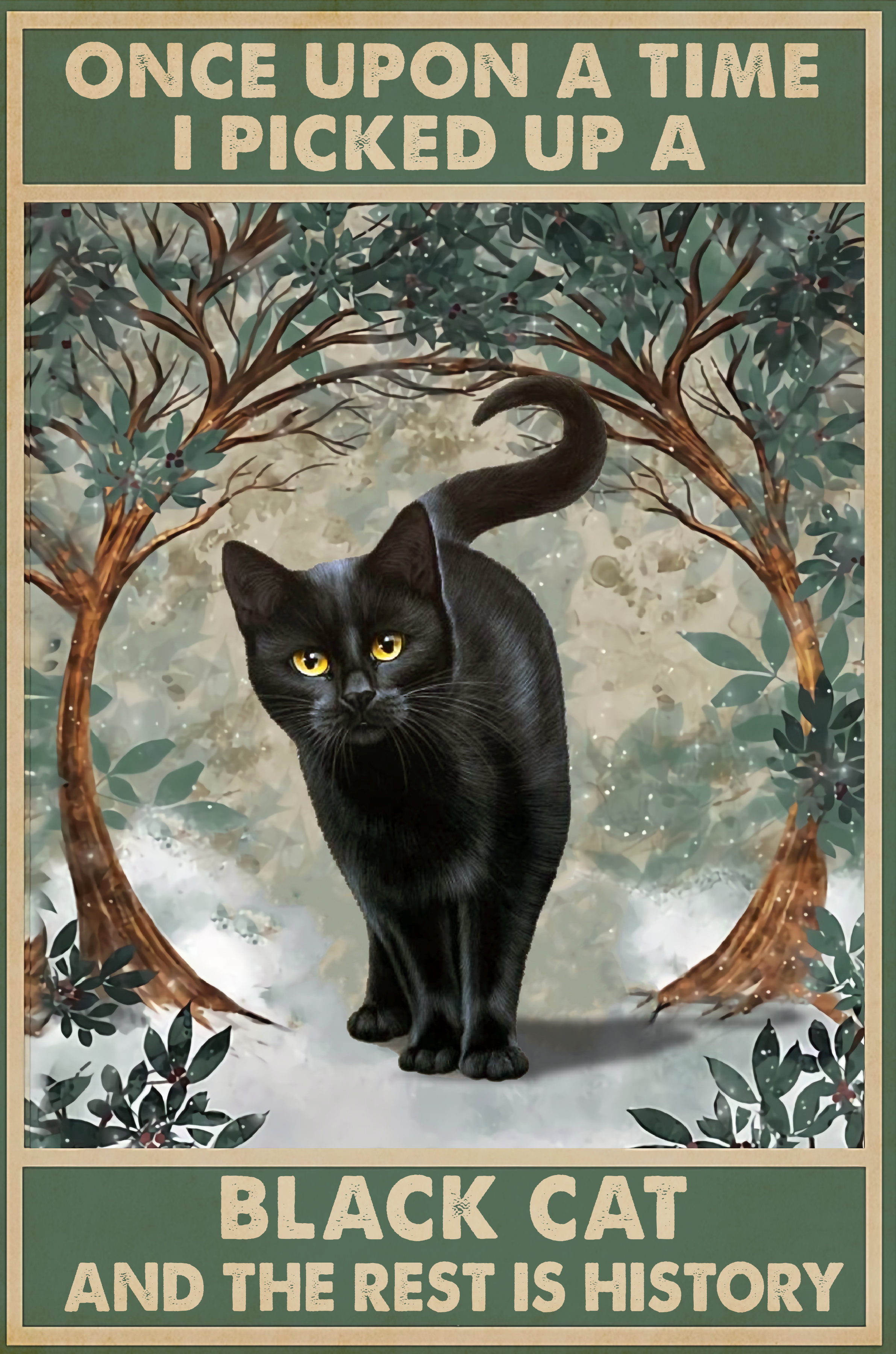 Black Cat Poster Canvas One Upon A Time I Picked Up A Black Cat And The Rest Is History Wall Decor Decorative Home For Bedroom Gift For Friend And Relative, Poster Art Idea, Wall Art Idea