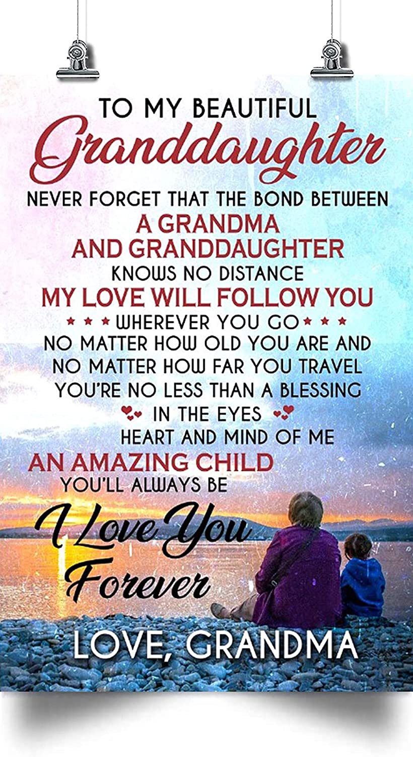 To My Beautiful Granddaughter Personalized Poster Canvas Wall Art  A Grandma And Granddaughter My Love Will Follow You An Amazing Child  Holidays Granddaughter Gift, Granddaughter Gift From Grandma, Poster Art Idea, Wall Art Idea