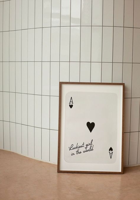 Ace of Hearts,Lucky Girl Quote,Retro Card Posters,Lucky Girl Syndrome Art,Trendy Wall Art,Aesthetic Print,Dorm Art,Ace of Hearts Art