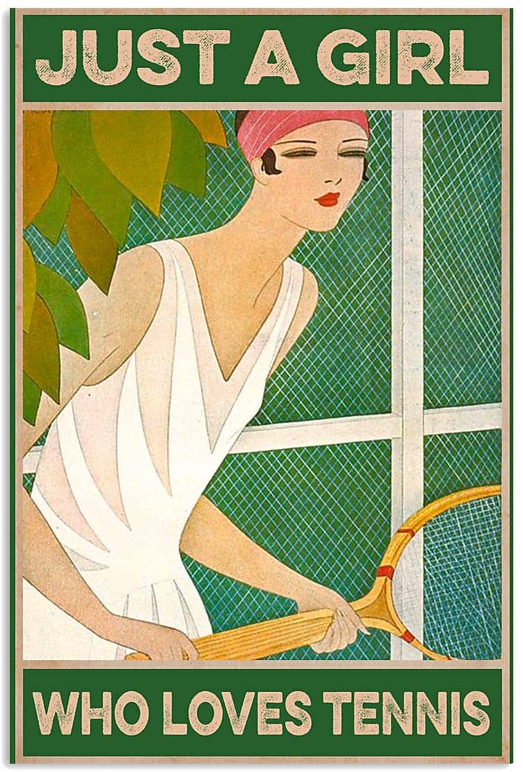 Vintage Tennis  Just A Girl Loves Tennis Poster Canvas Art Print Home Decor Gift For Men Women Family Friend On Birthday Xmas, Poster Art Idea, Wall Art Idea