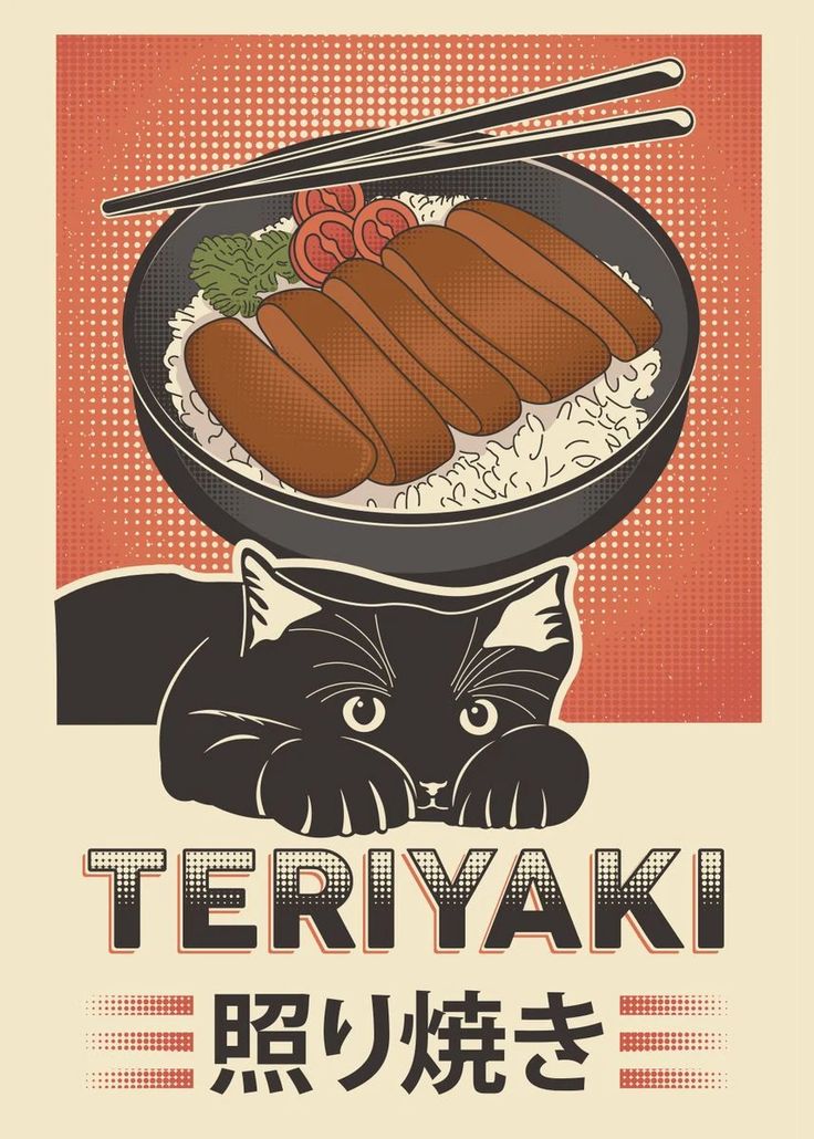 Teriyaki Black Cat Poster, picture