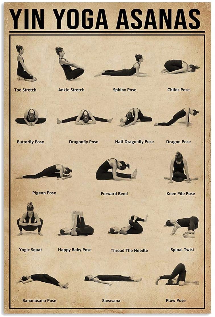 Yin Yoga Asanas Vertical Poster Canvas Wall Art Print, Poster print, Wall Art