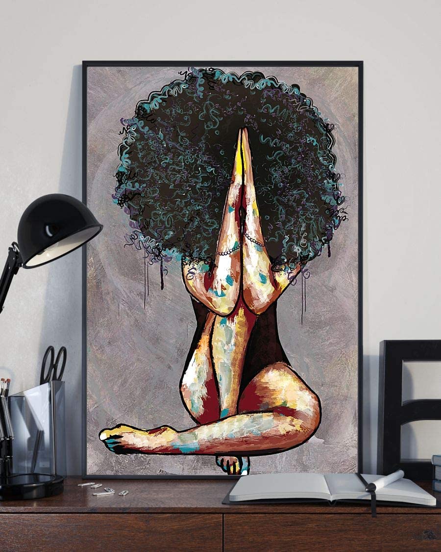 Black Girl Praying Poster Canvas Wall Art Print, Poster print, Wall Art