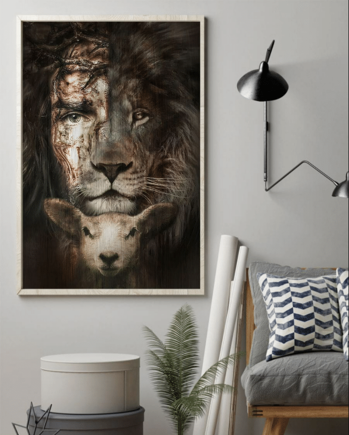 The Lion Of Judah And The Lamb  Jesus Christian Poster Canvas Wall Art, Poster Art Idea, Wall Art Idea