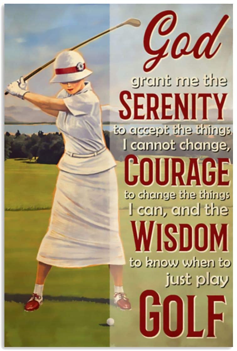 Vintage Woman Golf God Grant Me The Serenity Poster Canvas Wall Art Print Home Decor Gift For Men Women Family Friend On Birthday Xmas, Poster print, Wall Art