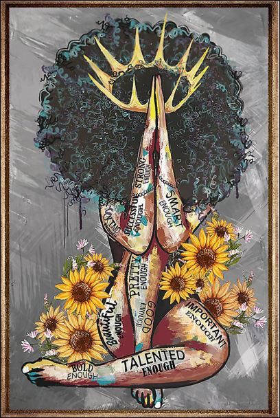 Black Queen with sunflowers poster canvas wall art, Poster print, Wall Art