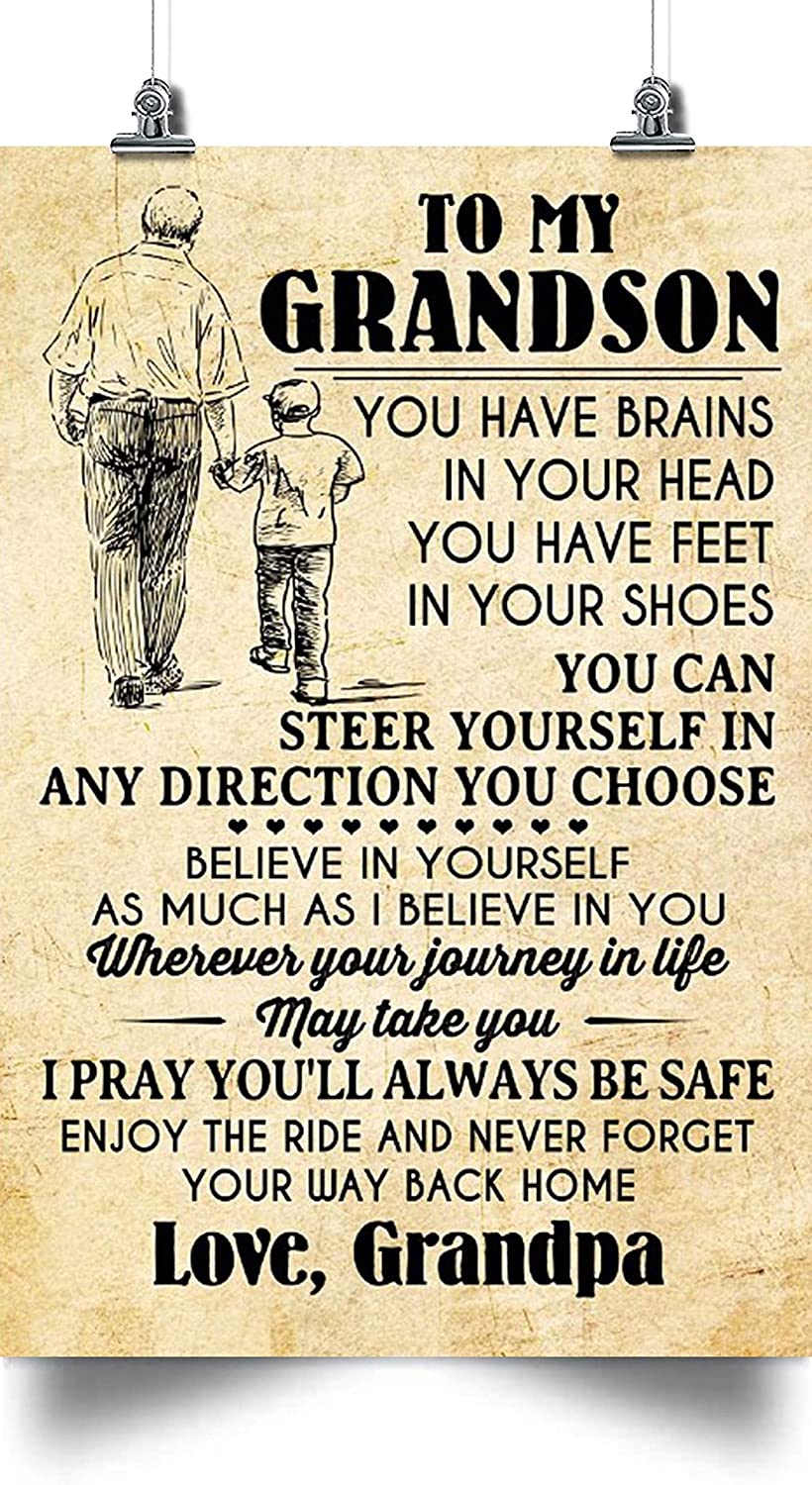 To My Grandson Poster Canvas Wall Art Personalized  Grandpa To Grandson I Pray Youll Always Be Safe  Holidays Grandson Gift, To My Grandson Poster, Grandson Gift From Grandpa, Poster Art Idea, Wall Art Idea