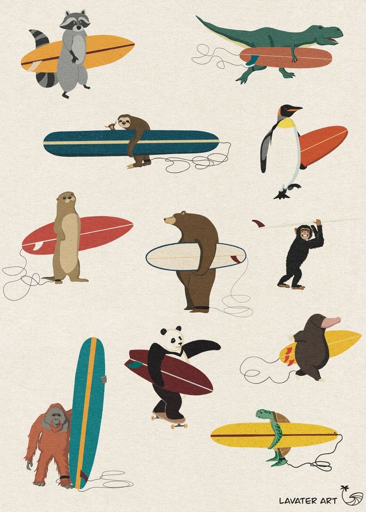 Surfing Animals  Poster, picture