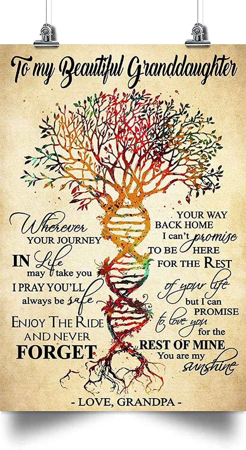 Beautiful Granddaughter Poster  Enjoy The Ride And Never Forget Rest Of Mine You Are My Sunshine  Holidays Granddaughter Gift, Granddaughter Gift From Grandpa, Poster print, Wall Art