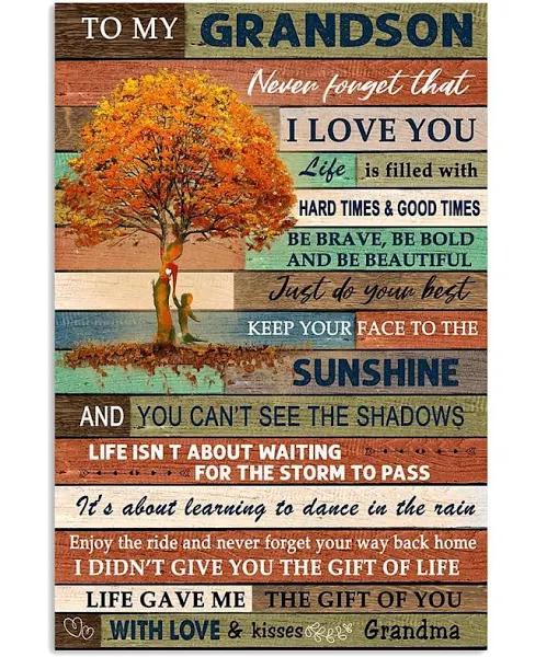 To My Grandson Never Forget That I Love You Vertical Christmas Poster Canvas Wall Art, Poster print, Wall Art