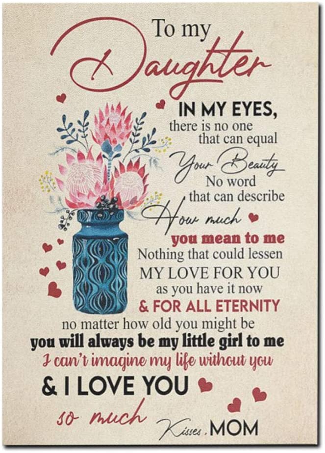 To My Daughter From Mom Family Love Letter Quote Potea King Flower, Wall Art, Home Decor, Poster print, Wall Art