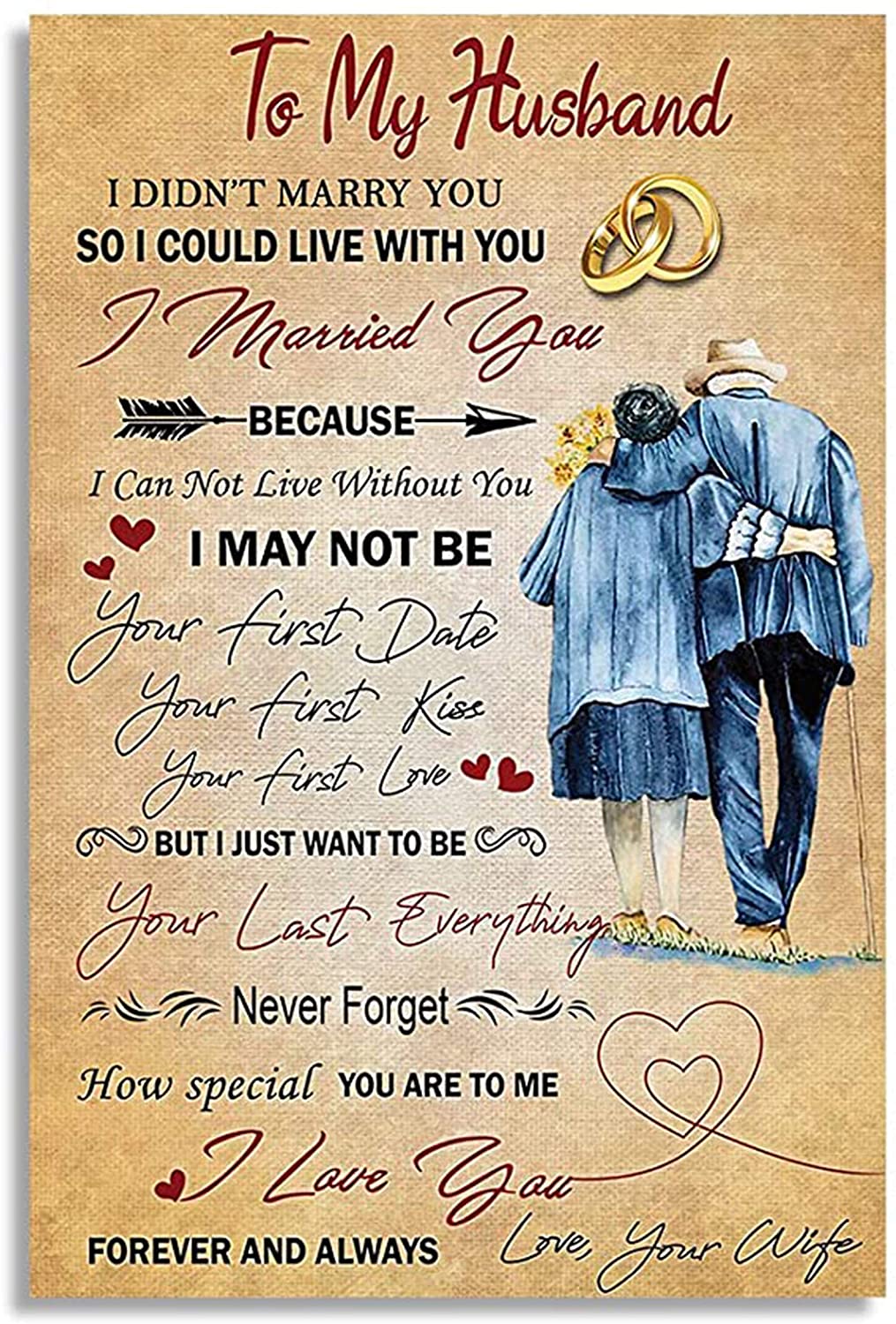 To My Husband  I Love You Forever And Always Love Quote Letter Art Print Picture Indoor Home Wall Decor No Frame Vertical Poster  Art Print, Poster print, Wall Art