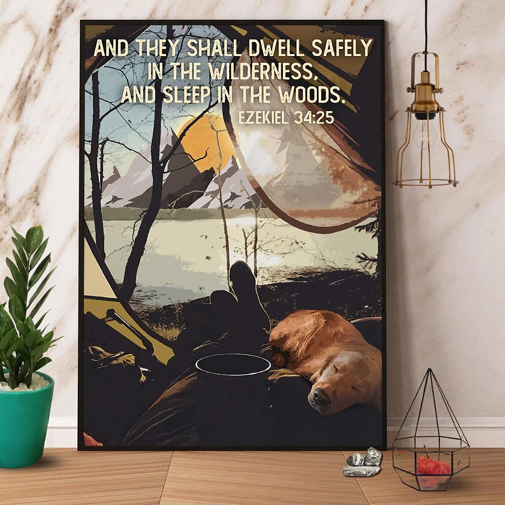 Camping Dog And They Shall Dwell Safely In The Wilderness Sleep In The Woods Poster Canvas Wall Art, Poster Art Idea, Wall Art Idea