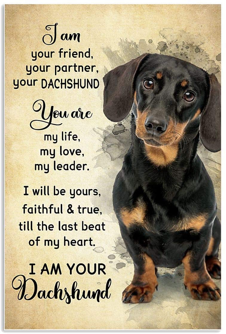 Vintage Dachshund Dog  Your Friend Your Partner Till The Last Beat Of My Heart Poster Canvas Wall Art Print Home Decor Gift For Men Women Family Friend On Birthday Xmas, Poster print, Wall Art