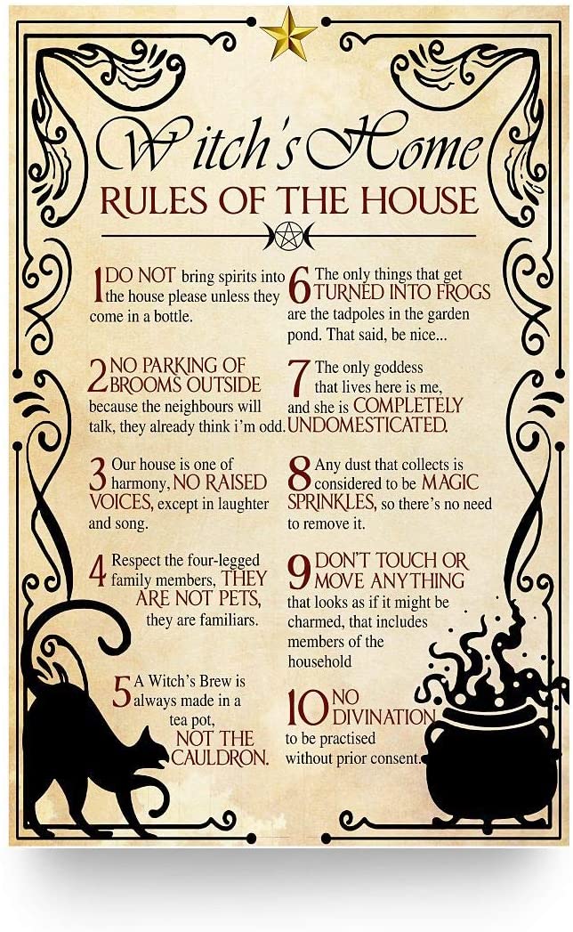 WitchS Home Rules Of The House No Divination Poster Gift For Men Women, On Birthday Xmas, Art Print, Poster Art Idea, Wall Art Idea