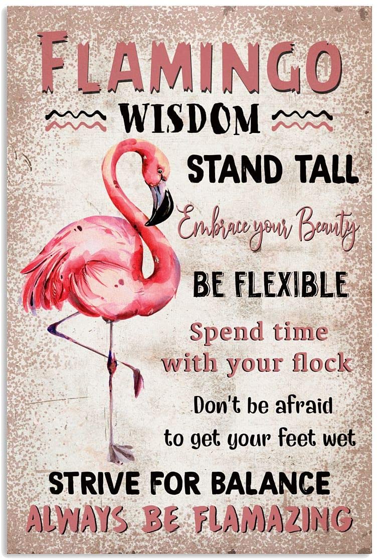 Vintage Flamingo Wisdom Always Be Flamazing Poster Canvas Wall Art Print Home Decor Gift For Family Friend On Birthday, Poster print, Wall Art