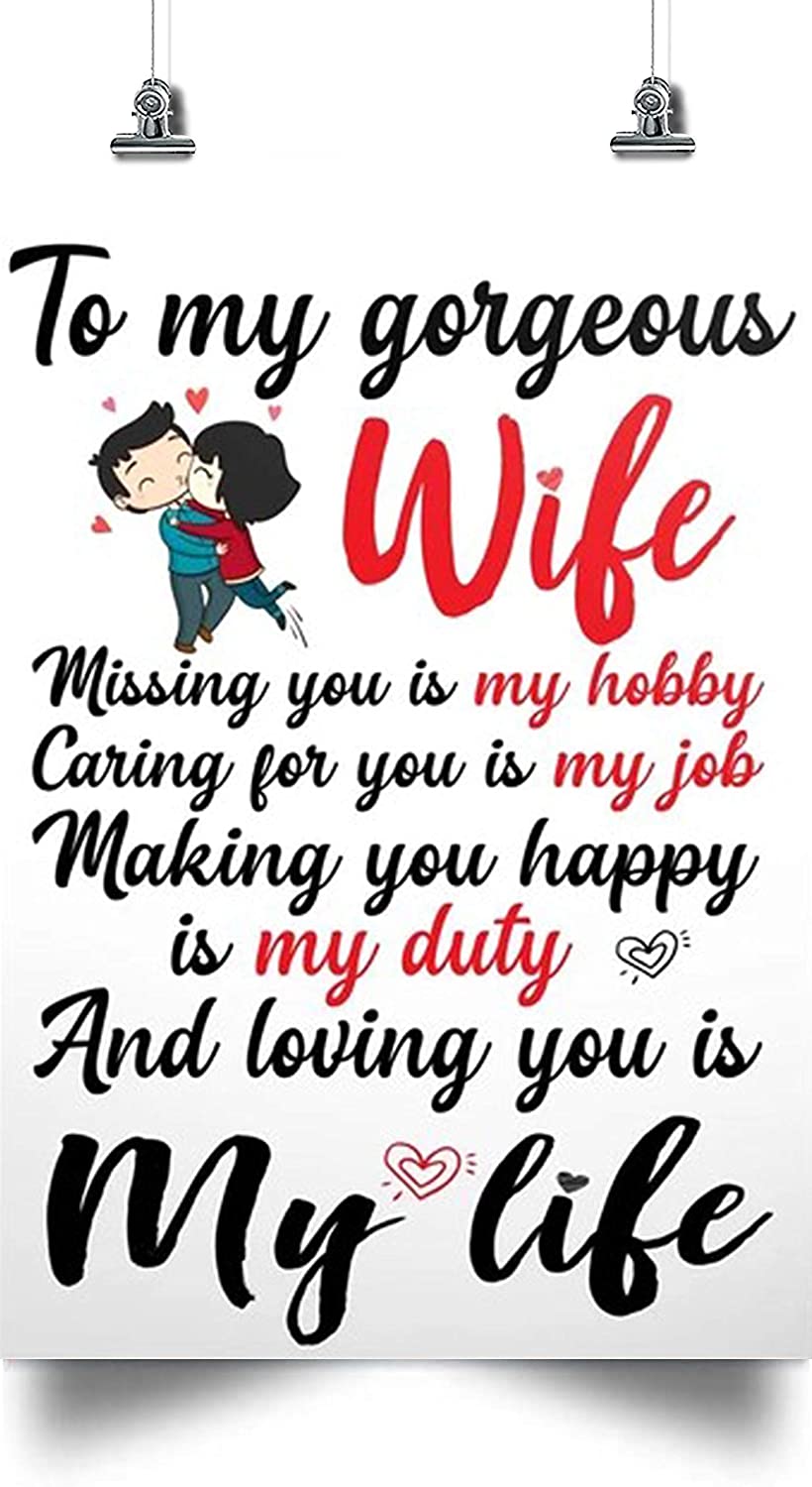 to My Gorgeous Wife  My Hobby, My Job, My Duty, My Life  Wife Gift from Husband for Wife, Anniversary Posters for Wife, Home and Room Decoration, Poster print, Wall Art