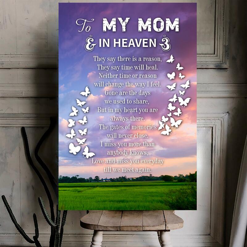 To My Mom In Heaven  Memorial Poster Canvas Wall Art, Poster Art Idea, Wall Art Idea