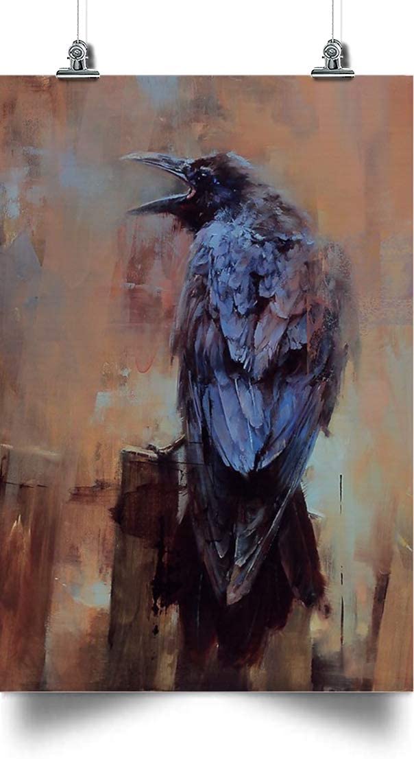 The Raven Poster-Raven Watercolor Printed -Home Decoration Poster, Wall Poster, Home And Room Decoration, Gifts For Friends And Relatives, Souvenirs, Poster Art Idea, Wall Art Idea